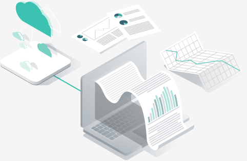 zencontrol laptop and paper trail illustration